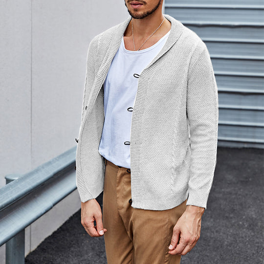 Herren lässiger Strickcardigan mit raffinierter Struktur und offenem Schnitt R&B