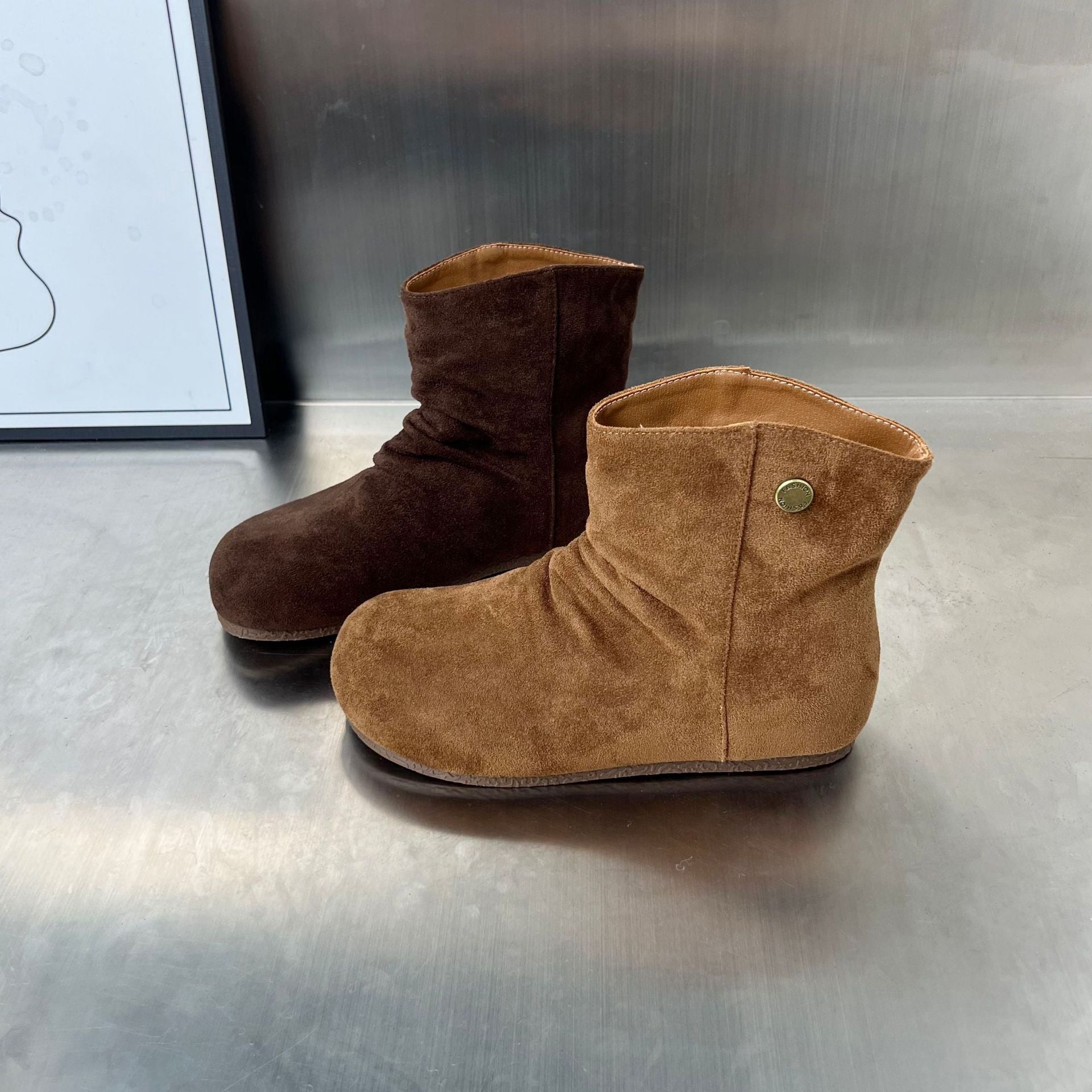 Damen kuschelige Wildleder-Stiefel mit flexiblem Knöchelbereich und rutschfester Sohle R&B