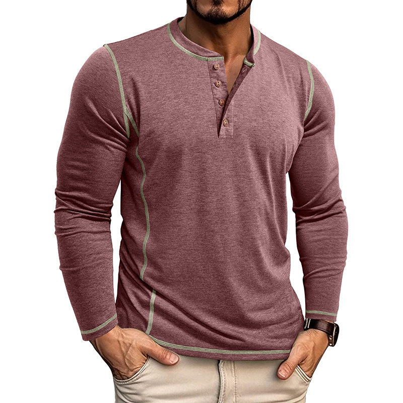 Herren Langarmshirt mit Knopfleiste R&B