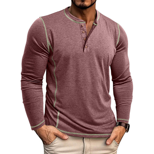 Herren Langarmshirt mit Knopfleiste R&B