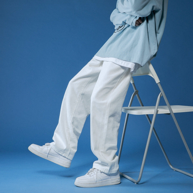 Herren lockere Denim-Jeans im Vintage-Stil mit hoher Taille R&B