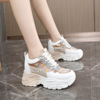 Damen Chunky Sneakers mit glitzernden Akzenten und atmungsaktiver Obermaterialstruktur R&B