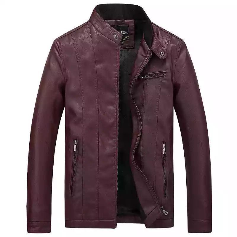 Herren trendige Kunstlederjacke mit feinen Steppdetails