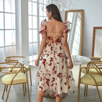 Damen Midikleid mit floralem Applikationsdesign und Puffärmeln R&B