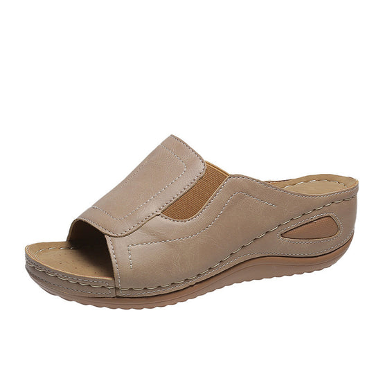 Damen lässige Leder-Sandalen mit verstellbarem Riemen und anatomischem Fußbett R&B