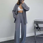 Damen lässiges Übergrößen-Hemd und lockere Hose Set R&B