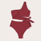 Damen Einseitiger Bikini-Set mit innovativem Wickel-Design und hohem Taillenschnitt R&B