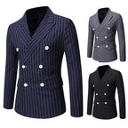 Herren elegante Doppelreiherjacke mit Nadelstreifen R&B