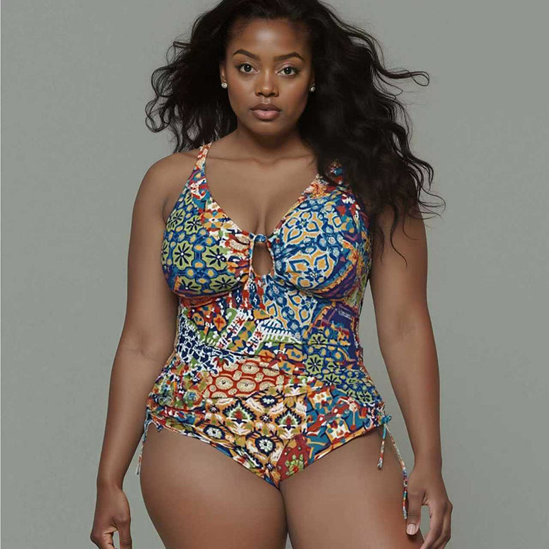 Damen Einteiler Badeanzug mit verspieltem Floral-Muster