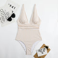 Damen Eleganter V-Ausschnitt Einteiler mit gestreiftem Design R&B