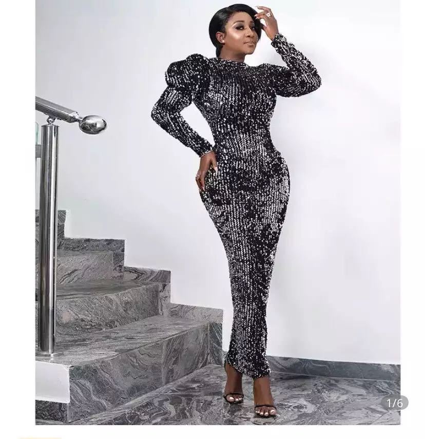 Damen Glamouröses Abendkleid mit Puffärmeln R&B