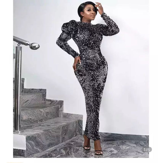 Damen Glamouröses Abendkleid mit Puffärmeln R&B