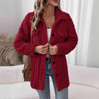 Damen Strickjacke mit Struktur und aufgesetzten Taschen R&B