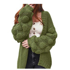 Damen Strickjacke mit voluminösen Puffärmeln und feiner Struktur R&B