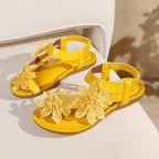 Damen Sandalen mit floralem Dekor und elastischen Riemen R&B