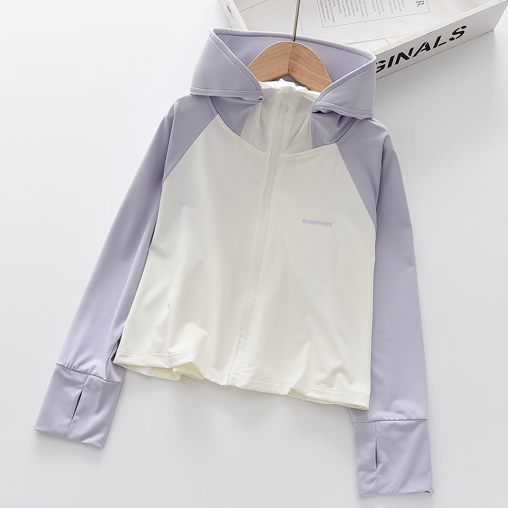 Mädchens nan leichte sonnenschutz Zip-Up Hoodie Schwimm Rash Guard mit Daumenlöchern R&B