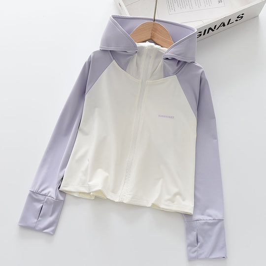 Mädchens nan leichte sonnenschutz Zip-Up Hoodie Schwimm Rash Guard mit Daumenlöchern R&B
