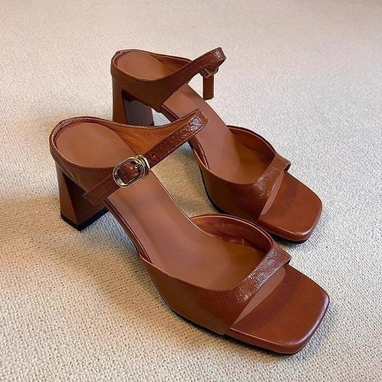Damen Slingback Sandalen mit modischem Blockabsatz und elegantem Riemendesign