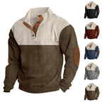 Herren nan Troyer Strickpullover mit Rippstruktur und Ellenbogen-Patches R&B