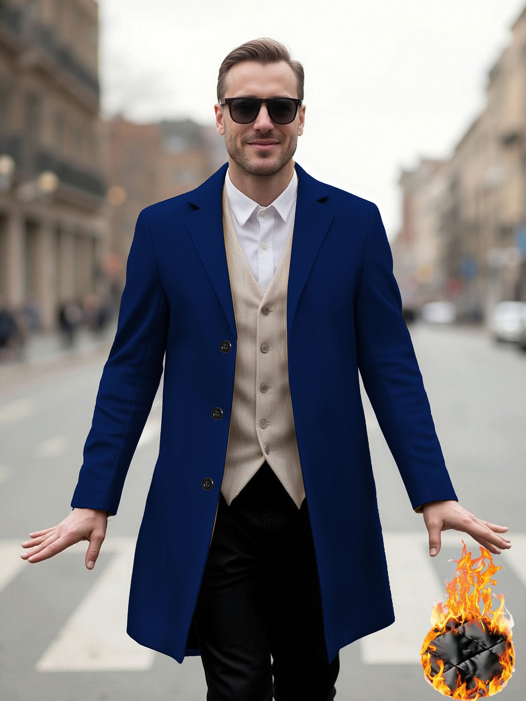 Herren eleganter Langmantel mit modernem Schnitt und optimalem Tragekomfort R&B