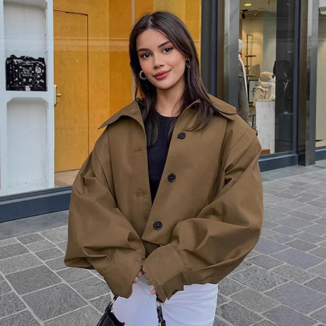 Damen Oversized Utility-Jacke mit strukturiertem Design und praktischen Taschen R&B