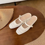 Damen elegante und luftige Slingback-Pantoletten mit dekorativem Flecht-Design