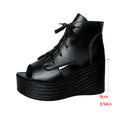 Damen modische Plateau-Sandalen mit offenen Zehen und Schnürung R&B