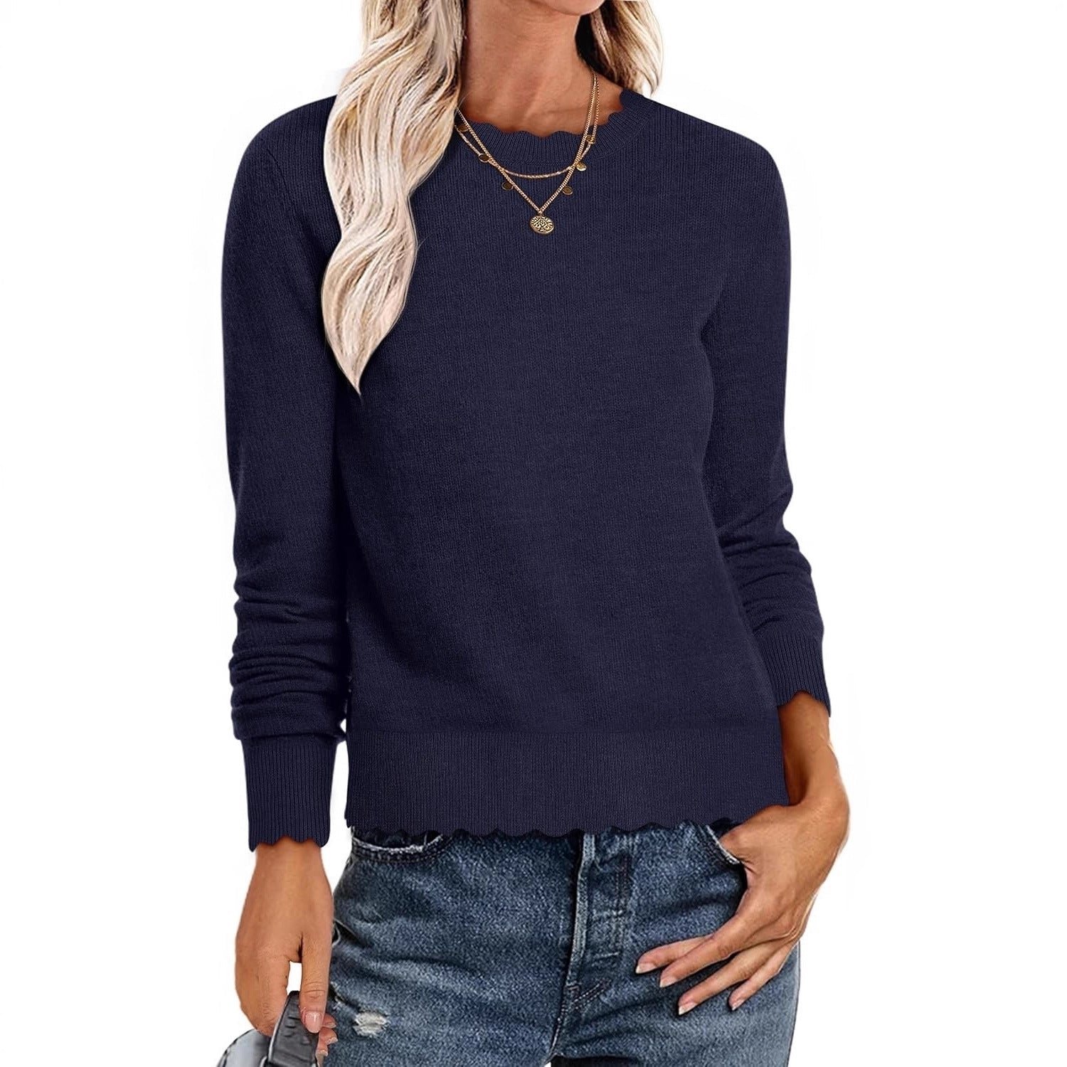 Damen Sweater mit Wellenkante R&B