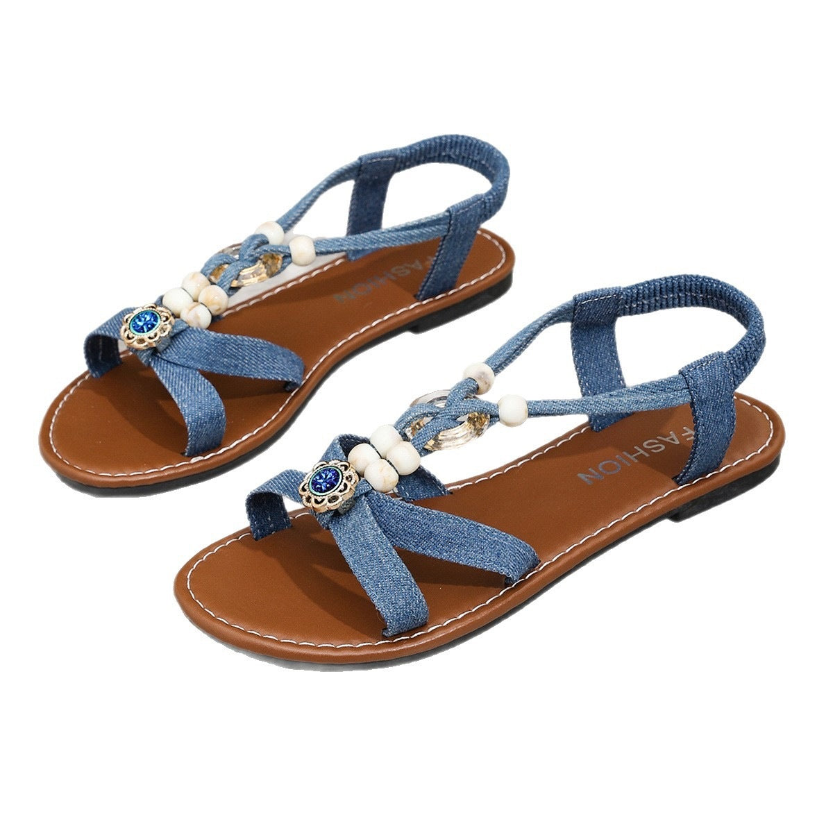 Damen Sandalen mit dekorativen Perlen und modischen Schnürdetails
