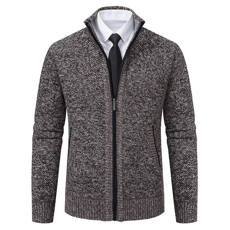 Herren elegante Strickjacke mit durchgehendem Reißverschluss und strukturiertem Design R&B