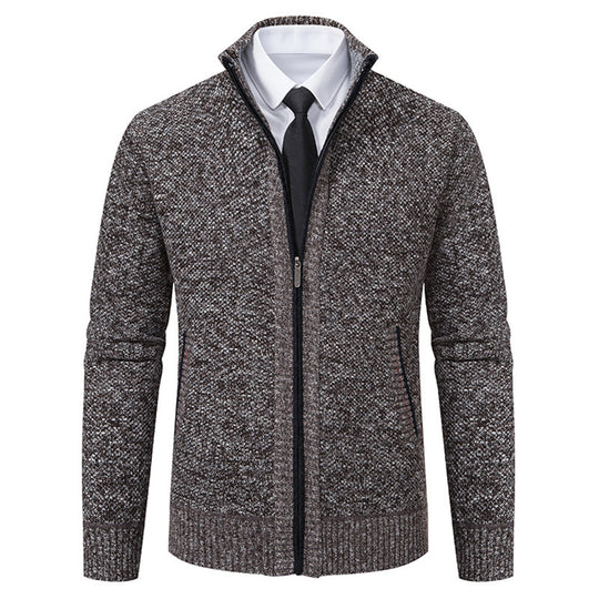 Herren elegante Strickjacke mit durchgehendem Reißverschluss und strukturiertem Design R&B