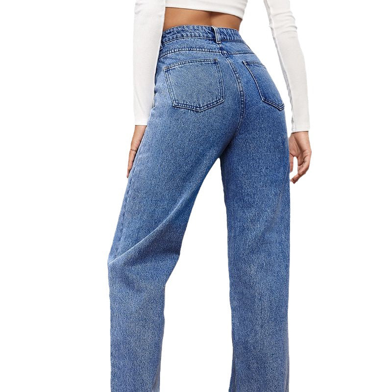 Damen Hoch geschnittene weite Jeans im Vintage-Stil R&B