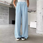 Damen Weite Streifenhose aus leichtem Materialien R&B