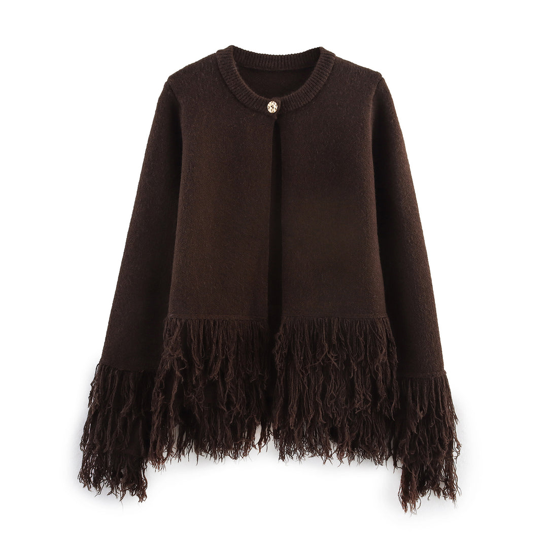 Damen eleganter Cardigan mit fransigen Details R&B