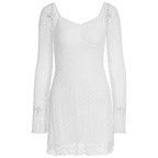 Damen Spitzenkleid mit langen Ärmeln und transparentem Detail R&B