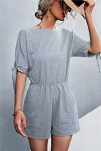 Damen Jumpsuit mit luftiger Passform und modischen Ärmelbändern R&B