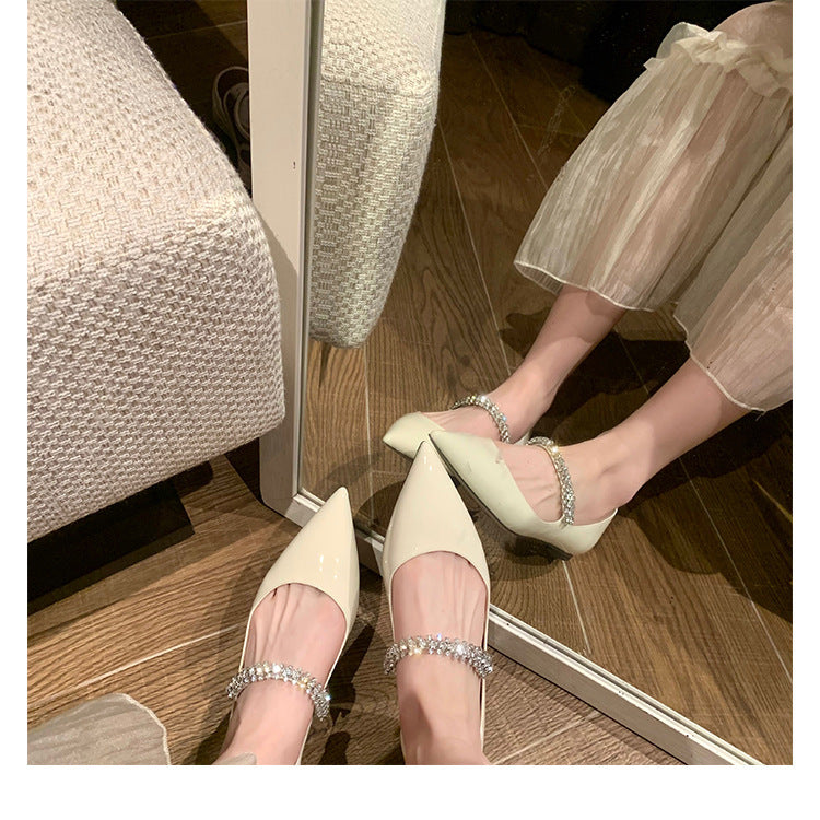 Damen elegante Pumps mit dekorativem Strassriemen