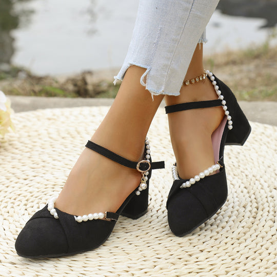 Damen elegante Slingback-Pumps mit Perl-Detail R&B