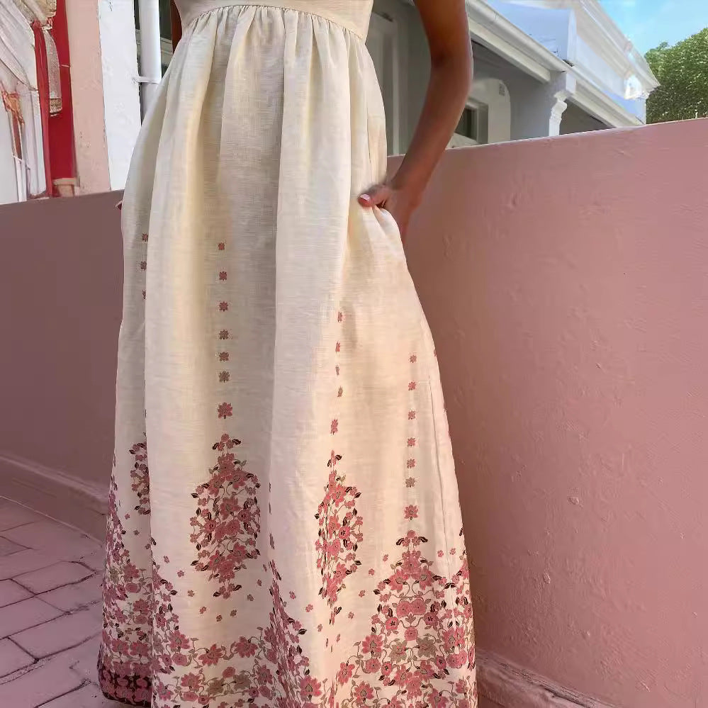 Damen Maxikleid mit exklusivem floralem Stickdesign und zarten Trägern R&B