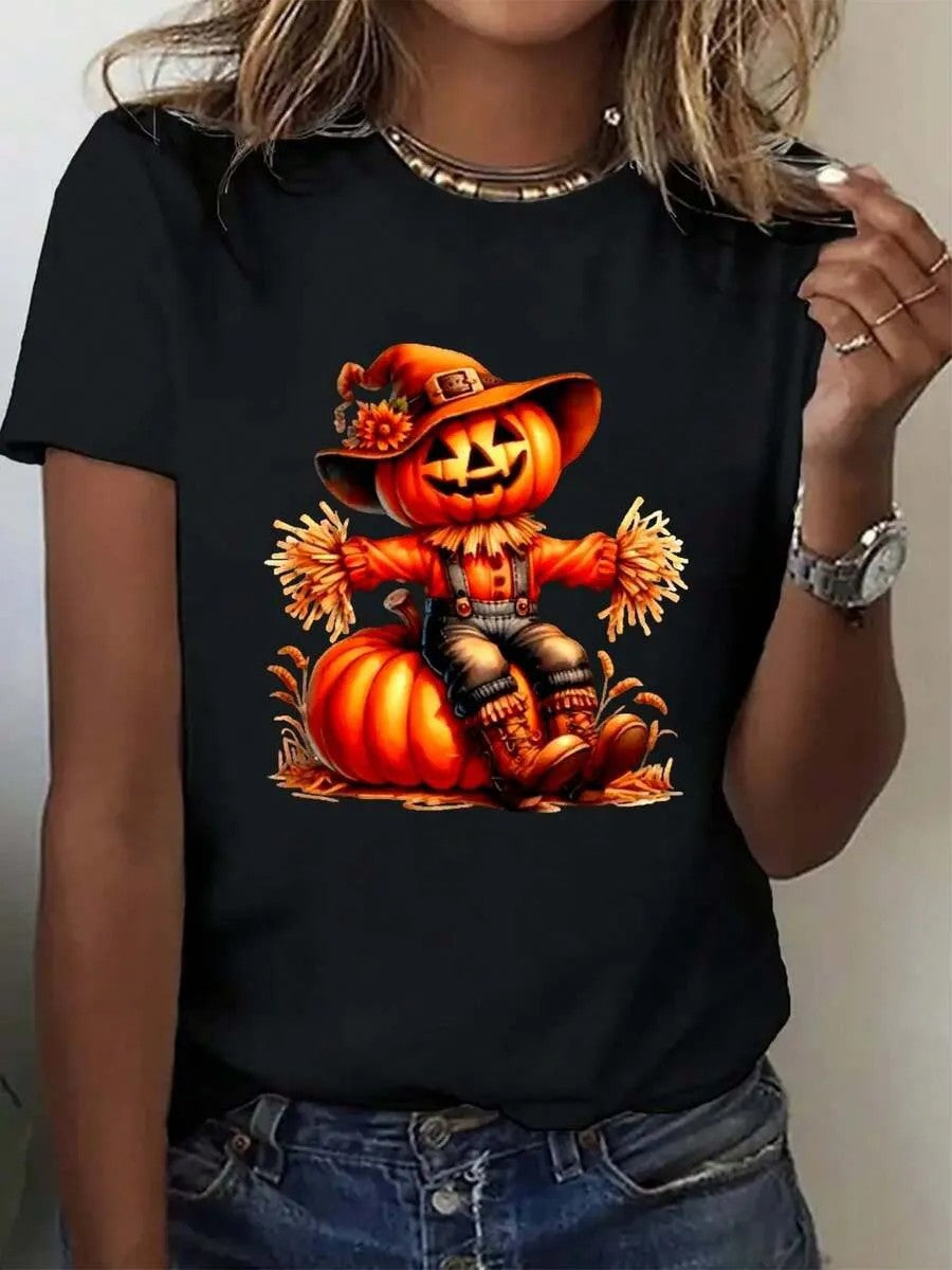 Damen T-Shirt mit stylischem Kürbis-Motiv und aufregendem Animal-Print R&B