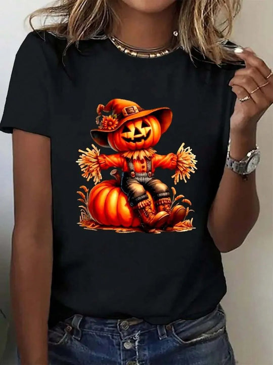 Damen T-Shirt mit stylischem Kürbis-Motiv und aufregendem Animal-Print R&B