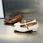 Damen elegante Ballerinas mit dekorativem Riemen und hohem Glanzfinish R&B