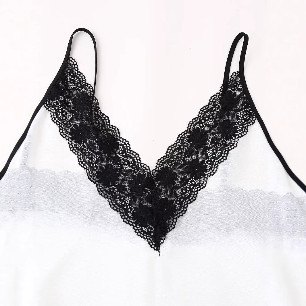 Damen Nachtkleid mit eleganter Spitzenverzierung und gradientem Farbverlauf R&B