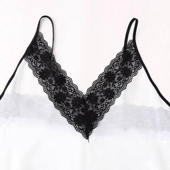 Damen Nachtkleid mit eleganter Spitzenverzierung und gradientem Farbverlauf R&B