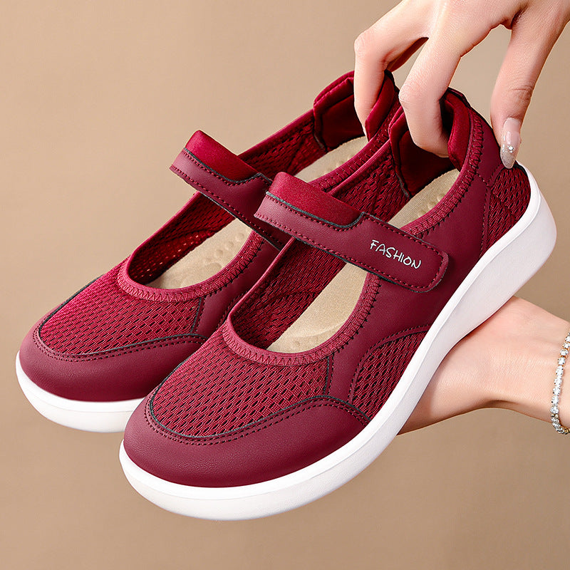 Damen Atmungsaktive Fitness-Sneaker mit verstellbarem Klettverschluss R&B