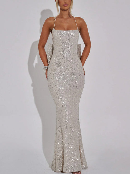 Damen Glamouröses Abendkleid mit schimmernden Pailletten und elegante Träger R&B