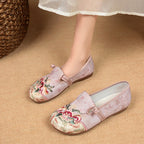 Damen elegante und bequeme Ballerinas mit floralem Stickdesign R&B