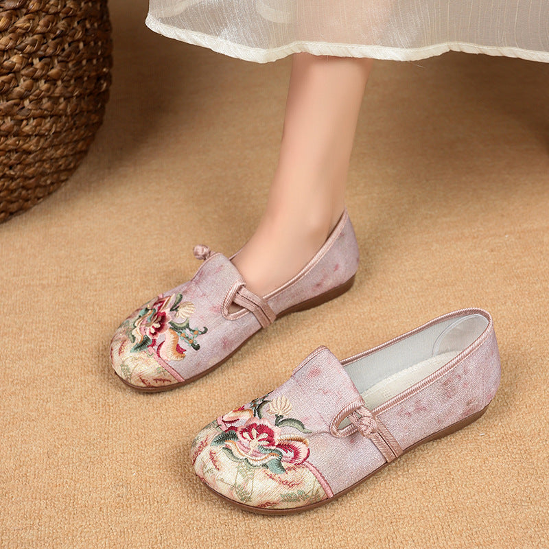Damen elegante und bequeme Ballerinas mit floralem Stickdesign R&B