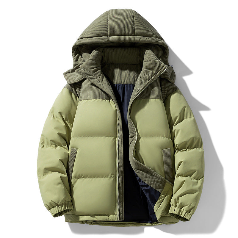 Damen warme Steppjacke mit abnehmbarer Kapuze und hochgeschlossenem Kragen R&B