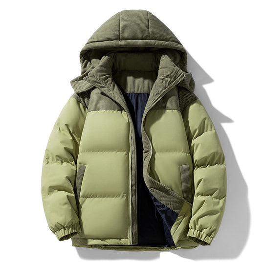 Damen warme Steppjacke mit abnehmbarer Kapuze und hochgeschlossenem Kragen R&B